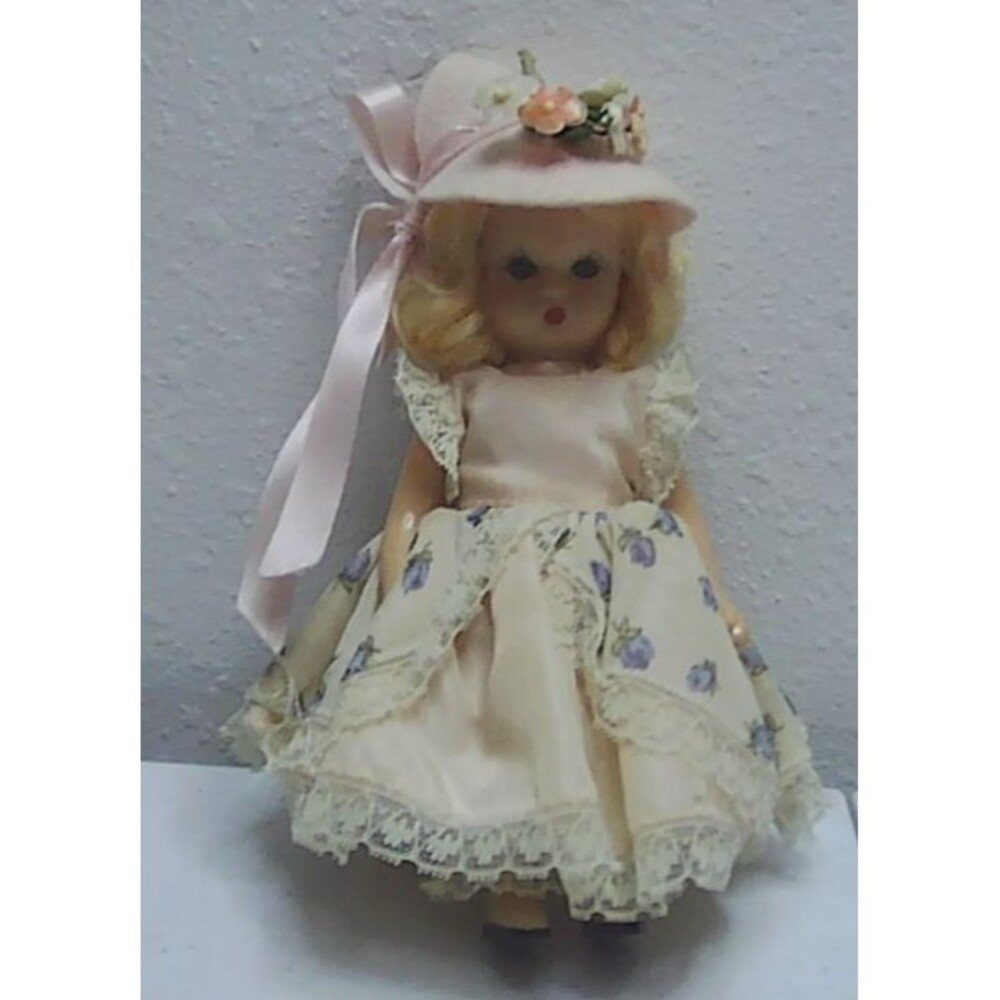 Vintage Nancy Ann Storybook Doll Sleep Eyes & Blonde Hair Flowered 5.5"